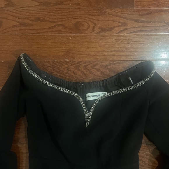 Self-Portrait Black Crepe Puff-sleeve Playsuit - Picture 6 of 10